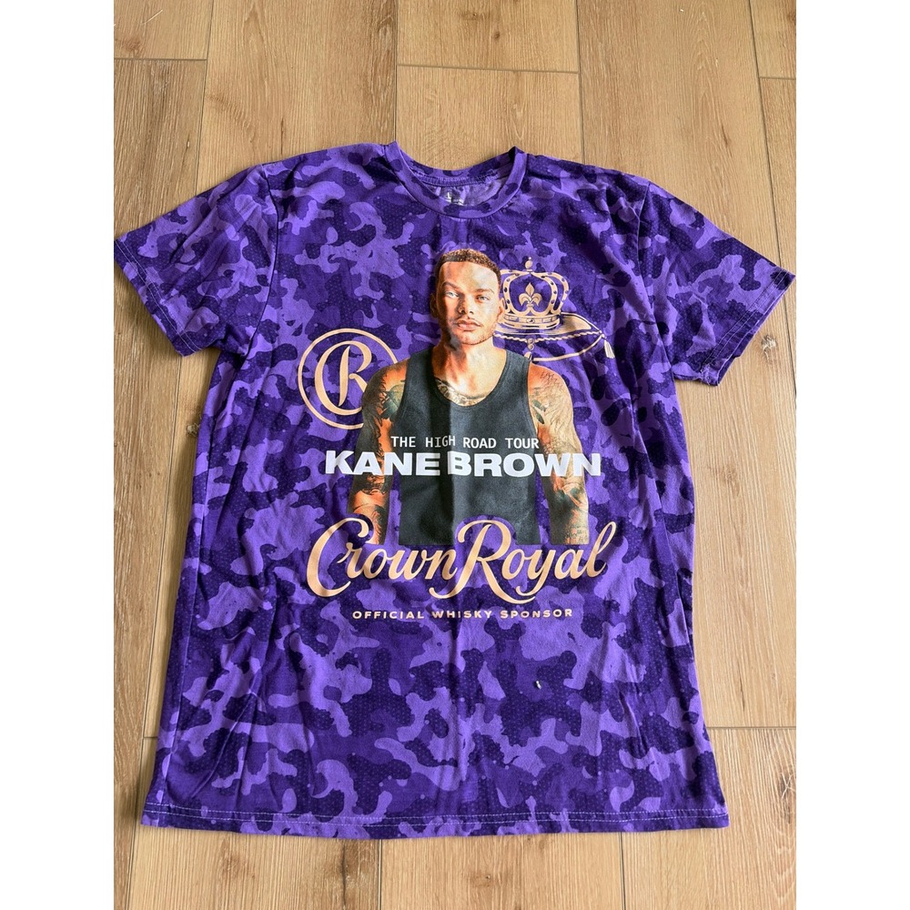 Kane Brown The High Road Tour T-Shirt Purple‎ Camo Crown Royal Concert Tee Large